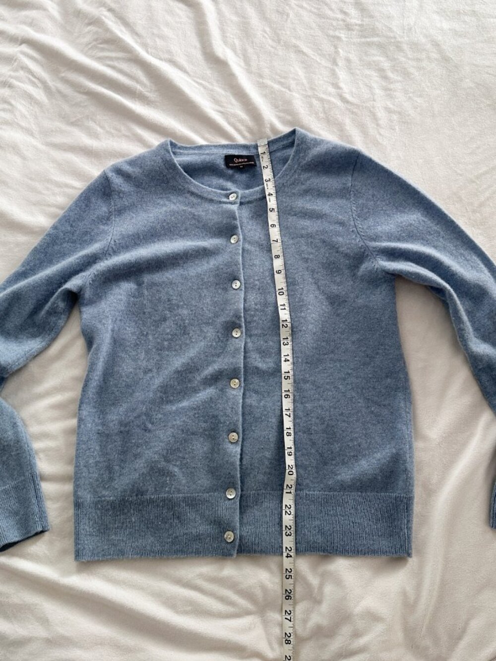 Quince 100% Mongolian Cashmere Cardigan Faded Denim Blue M - Picture 11 of 11